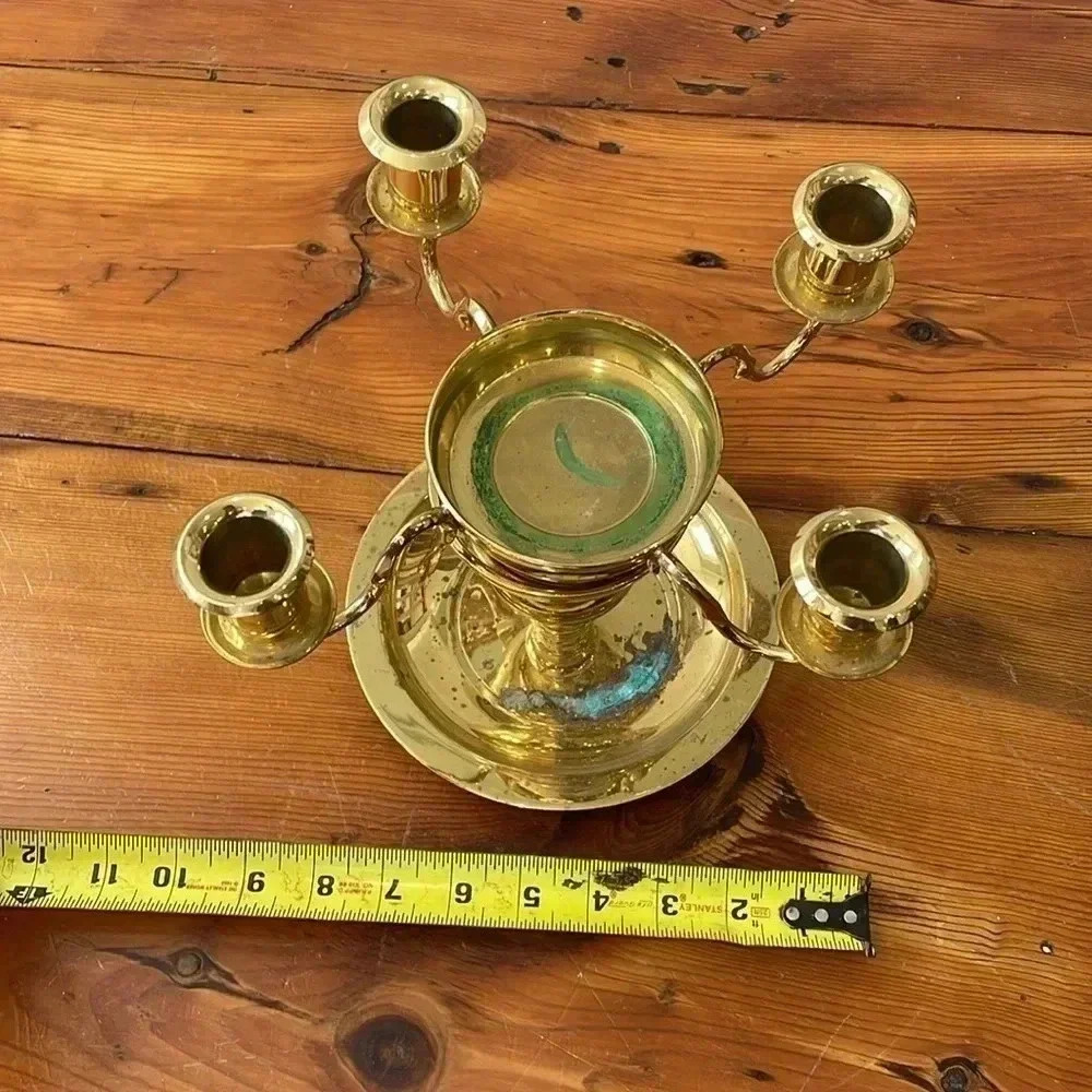 Partylite Two Pieces Winchester Candle Holder Solid Gold Brass Lacquer Finish - Picture 7 of 7